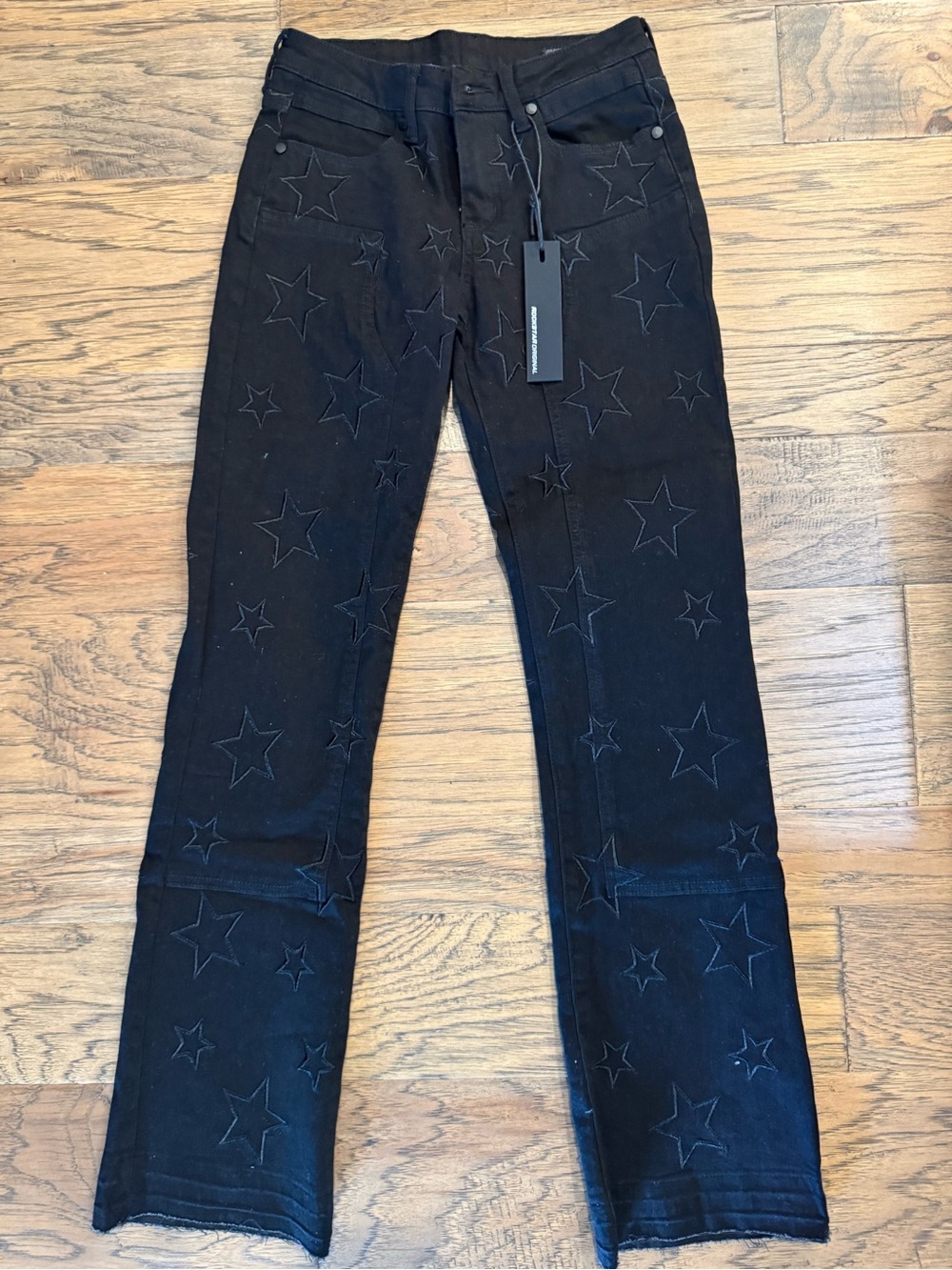 Black Star-Embroidered Kids Jeans